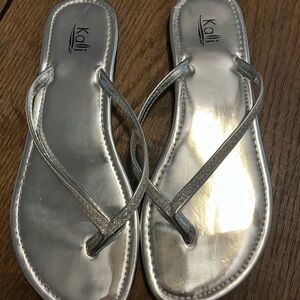 Kali Shimmering Silver Women's Flip Flop Sandals